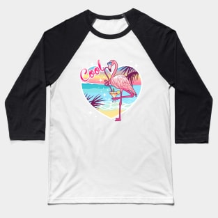 cool flamingo drinks margarita sunset landscape Baseball T-Shirt